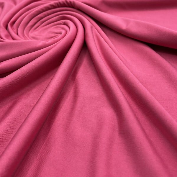 Cerise Bright Pink Shiny Plain Soft Touch Slinky 4 Way Stretch Fabric