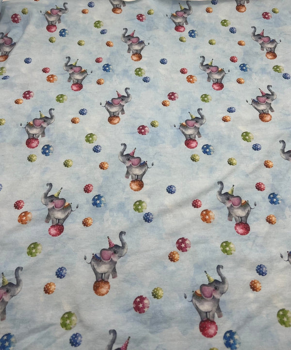 Circus Elephants Cotton Stretch Jersey 200 GSM 95/5 Lycra 4 Way Stretch