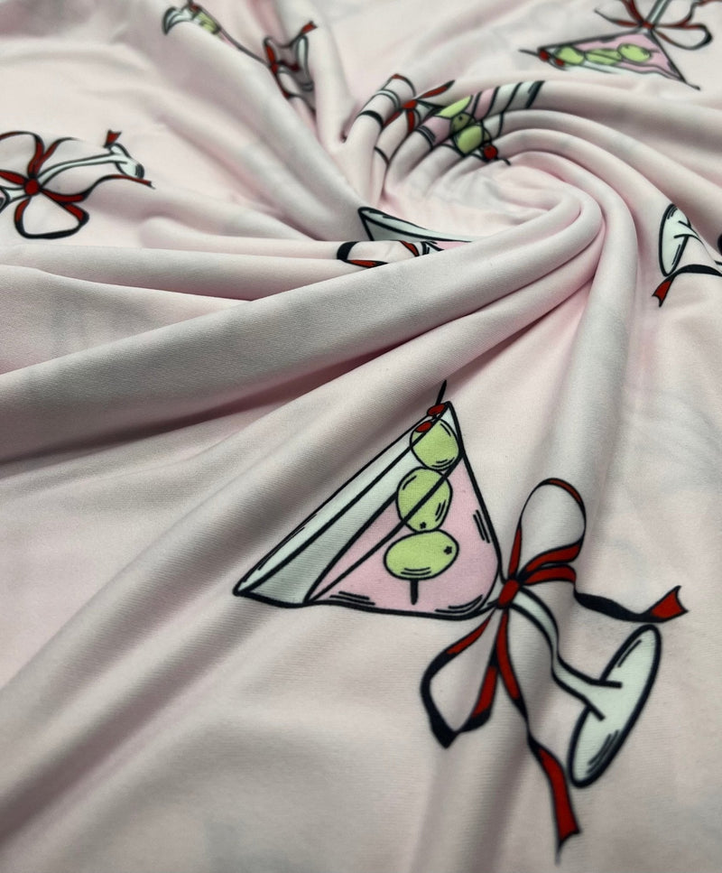 Cocktail Party Super Soft Print Spun Poly Stretch Fabric