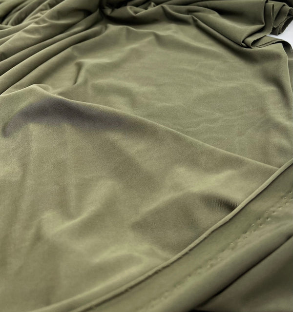 Dark Khaki Shiny Soft Touch Slinky 4 Way Stretch Fabric