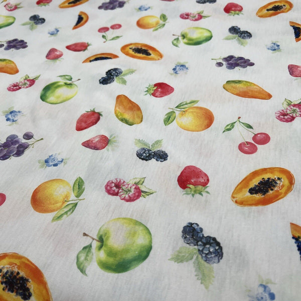 Fruit Print Spun Poly Stretch Fabric
