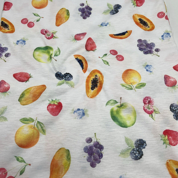 Fruit Print Spun Poly Stretch Fabric