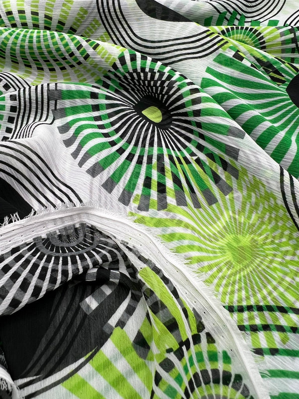 Green Swirl Printed Chiffon Dress Fabric