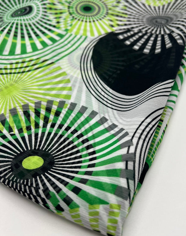Green Swirl Printed Chiffon Dress Fabric