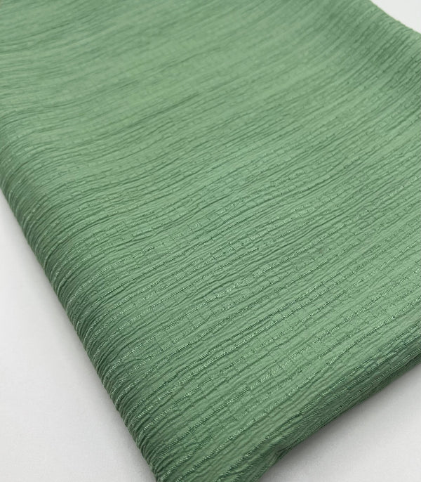 Green Textured Crinkle Lightweight Non Stretch Fabric