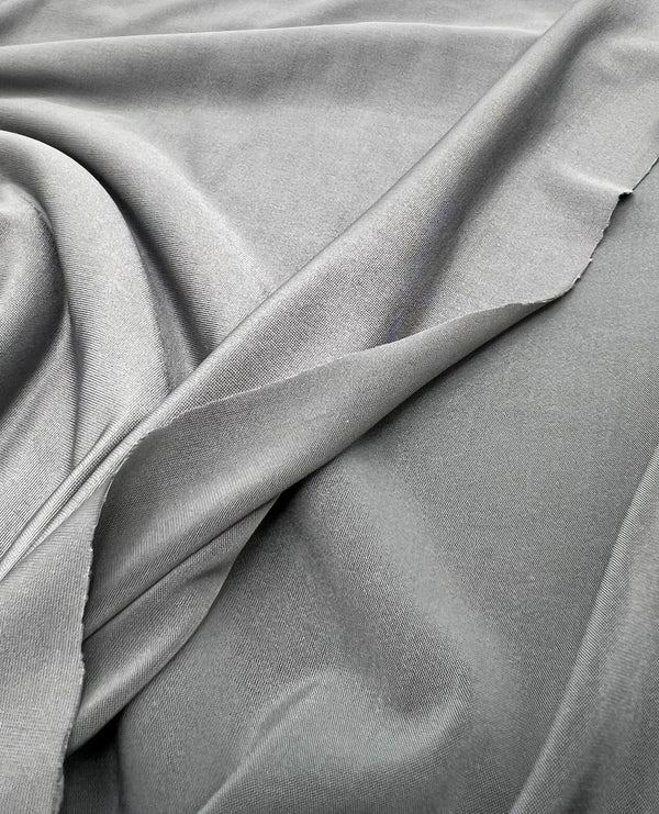 Grey Plain Shiny Soft Touch Slinky 4 Way Stretch Fabric