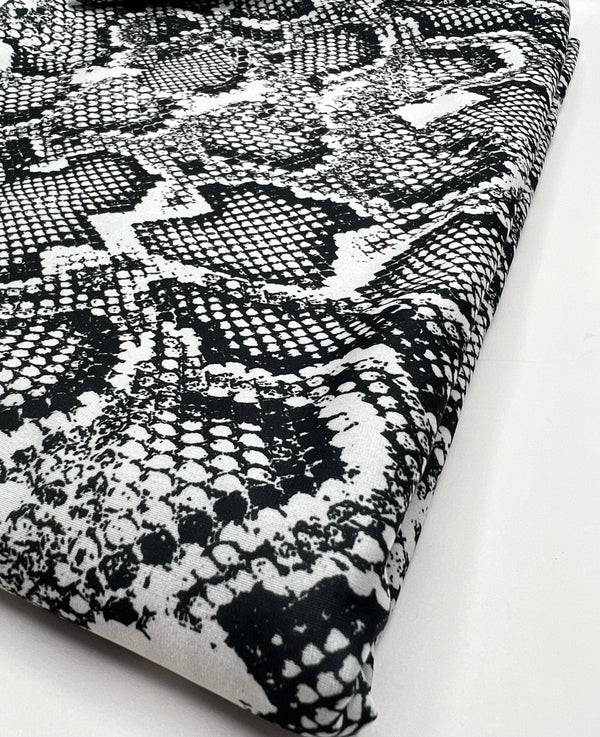 Grey Snake Printed Swimwear / Sportswear 4 Way Stretch Fabric