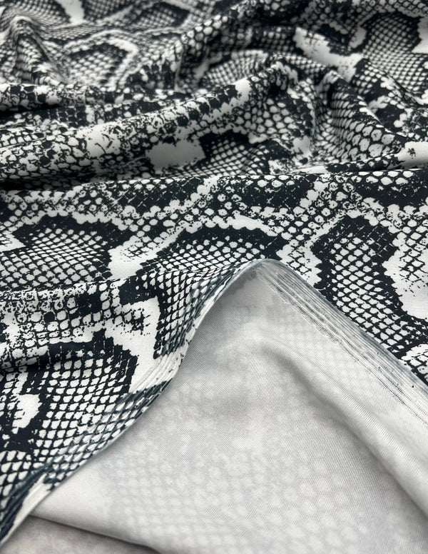 Grey Snake Printed Swimwear / Sportswear 4 Way Stretch Fabric