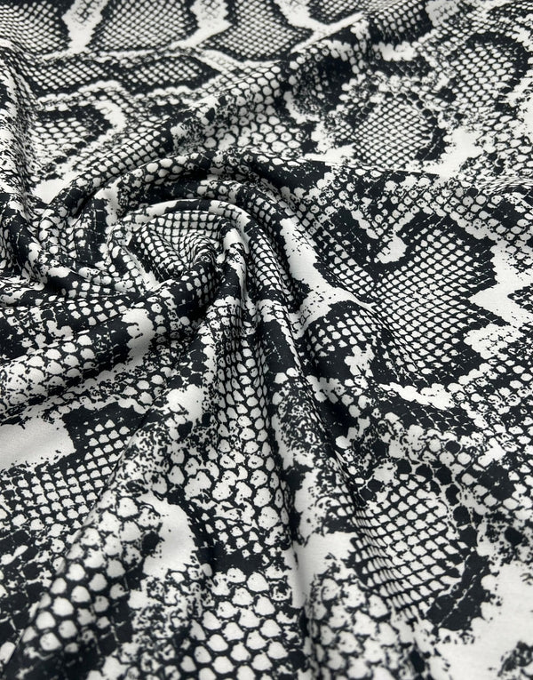 Grey Snake Printed Swimwear / Sportswear 4 Way Stretch Fabric