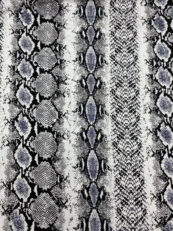 Grey Snakeskin Print Viscose Elastane Fabric