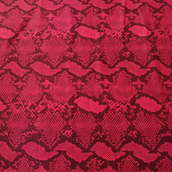 Hot Pink Snake Printed Plain Scuba 4 Way Stretch Jersey Fabric