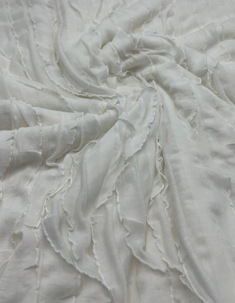 Ivory New Ruffle Textured 4 Way Stretch Fabric