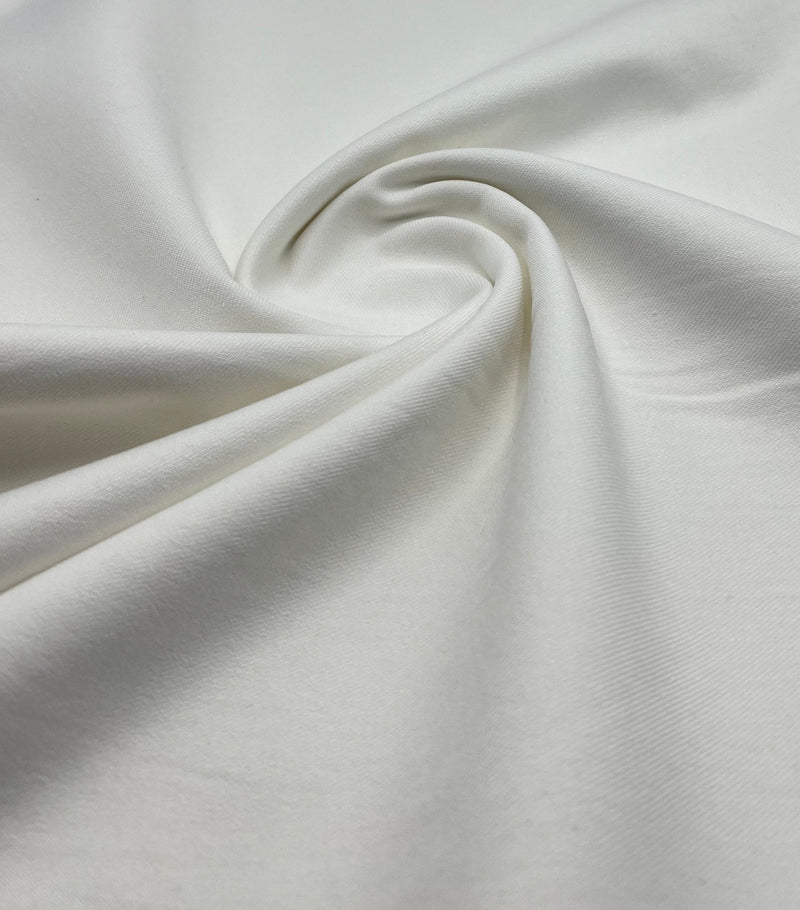 Ivory Plain Washed Stretch Denim 280GSM