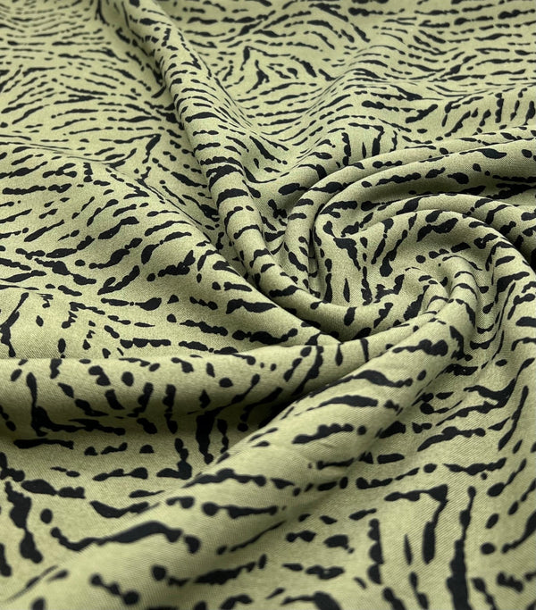 Khaki Black Mix Lightweight Non Stretch Woven Fabric