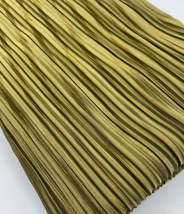 Khaki Stripe Plisse Pleated Stretch Fabric