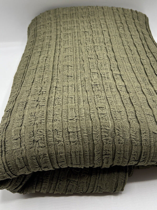 Khaki Thick Textured 4 Way Stretch Fabric