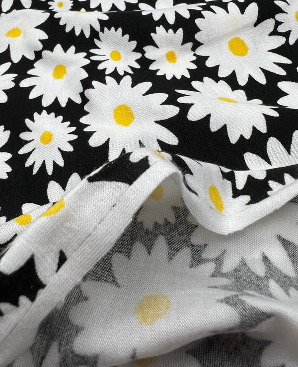Large Daisy Print Viscose Elastane Fabric