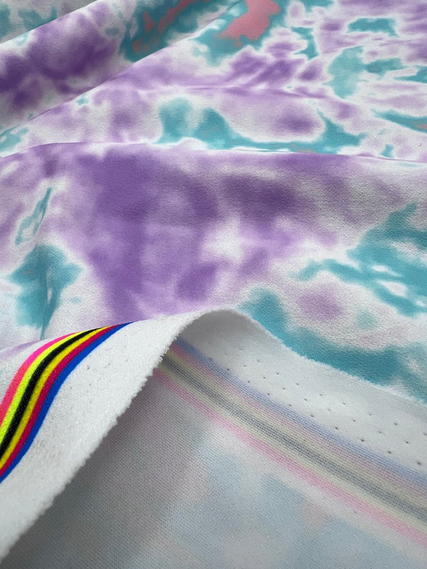Lilac Green Mix Printed Scuba Crepe Jersey Fabric 4 Way Stretch