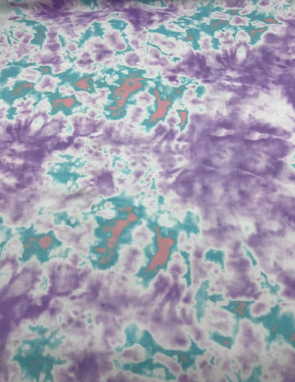 Lilac Green Mix Printed Scuba Crepe Jersey Fabric 4 Way Stretch