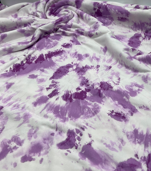 Lilac Pink Tie Print Super Soft Spun Poly Stretch Fabric