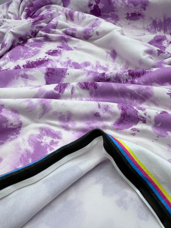 Lilac Pink Tie Print Super Soft Spun Poly Stretch Fabric