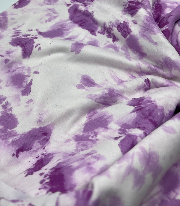 Lilac Pink Tie Print Super Soft Spun Poly Stretch Fabric