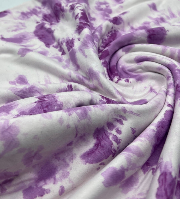 Lilac Pink Tie Print Super Soft Spun Poly Stretch Fabric