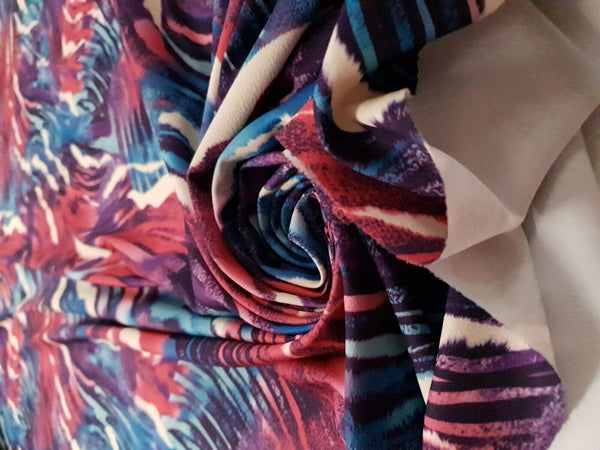 Multi Animal Print Lightweight Jersey Crepe Fabric 4 Way Stretch