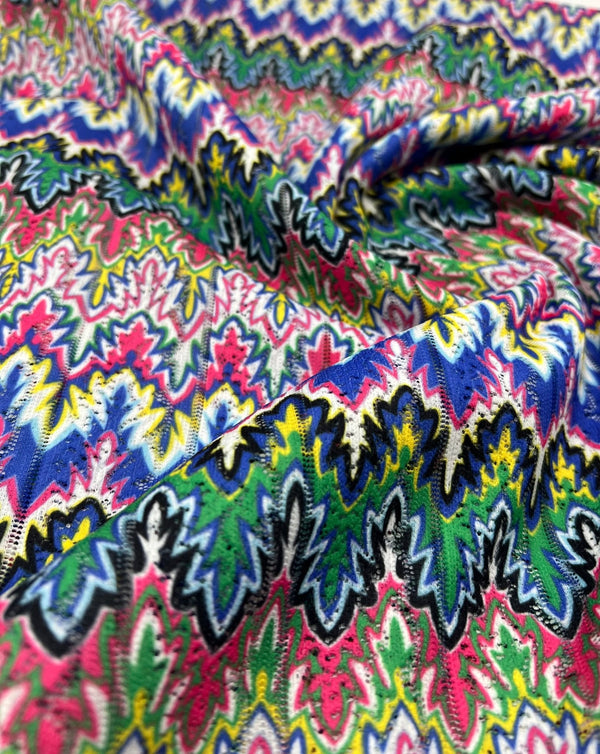 Multi Coloured Textured Net Non Stretch Woven Fabric
