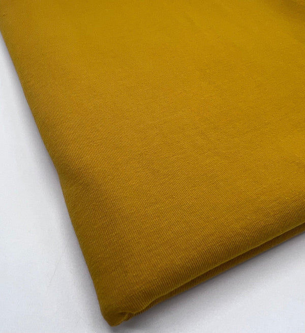 Mustard Cotton Stretch Jersey 240 GSM 92/8 Lycra 4 Way Stretch