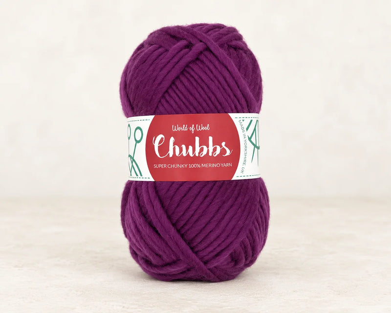 World of Wool Damson Merino Super Chunky Yarn – 100g — studio product photograph