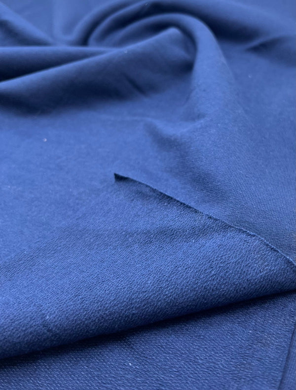 Navy French Terry Loopback Cotton Jersey 230 GSM 95/5 Lycra 4 Way Stretch