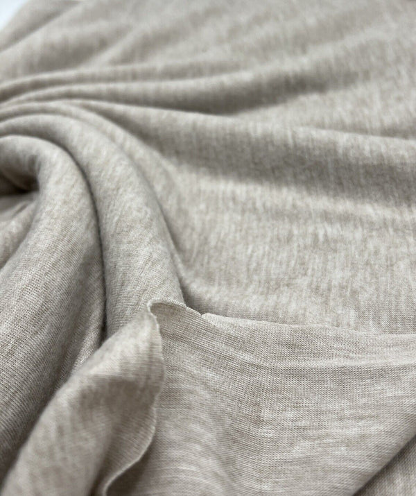 Oatmeal Melange Knit Stretch Fabric