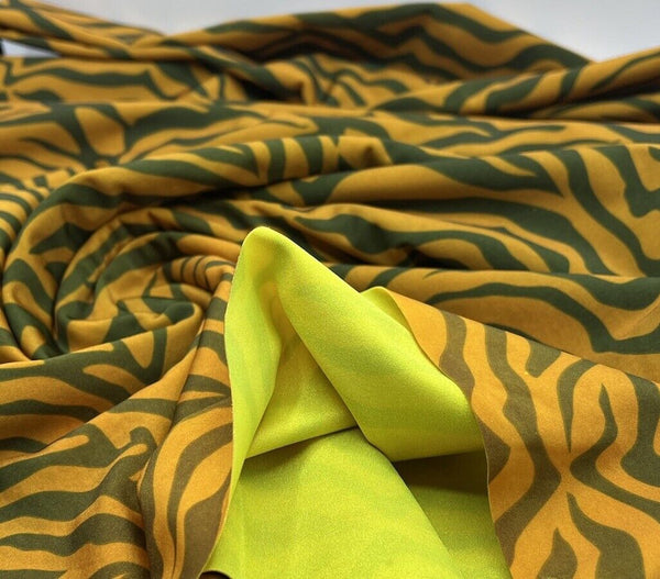 Orange Green Neon Zebra Swimwear / Sportswear 4 Way Stretch Fabric
