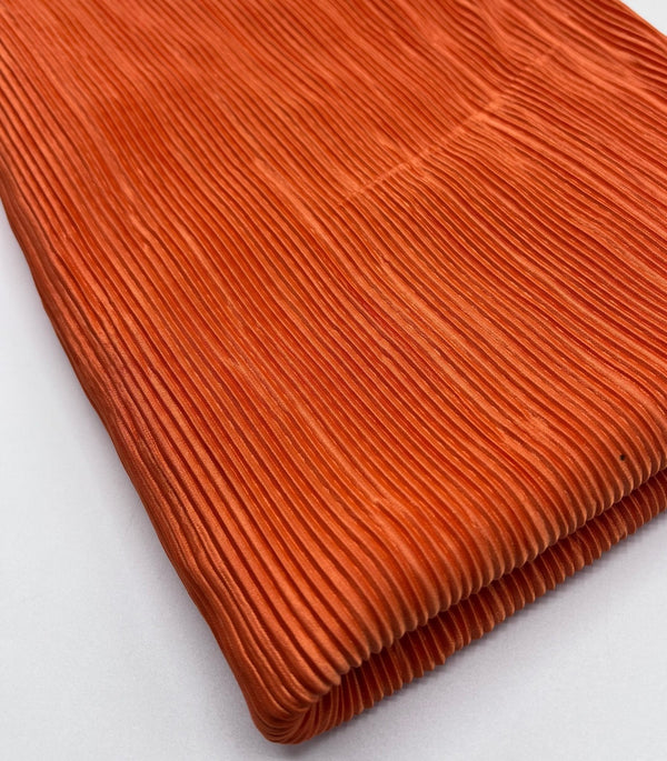 Orange Plisse Pleated 2 Way Stretch Fabric