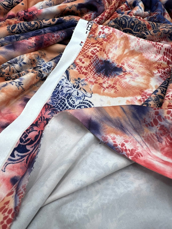 Paisley Tie Dye Mix Print Soft Touch 4 Way Stretch Fabric