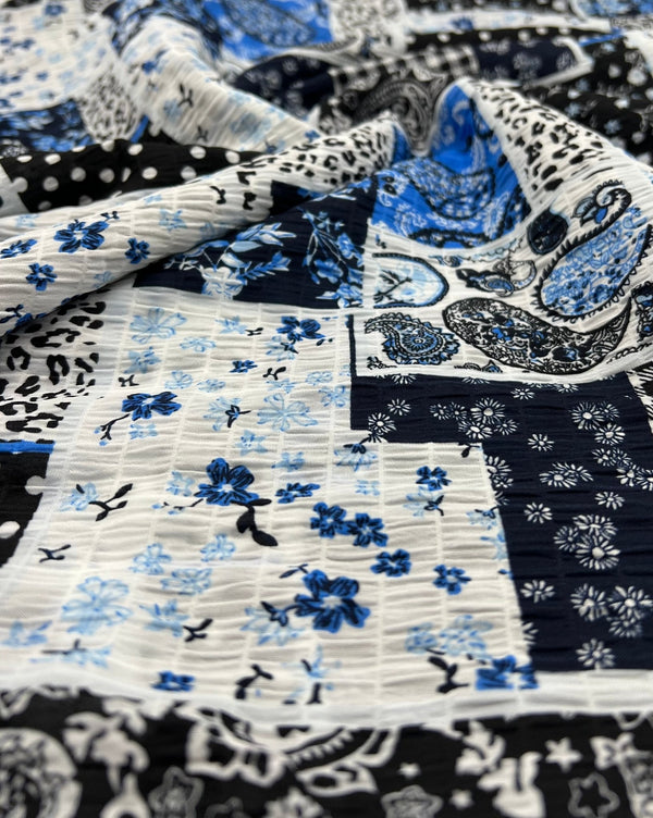 Patterned Lightweight Crinkle Crepe Non Stretch Fabric