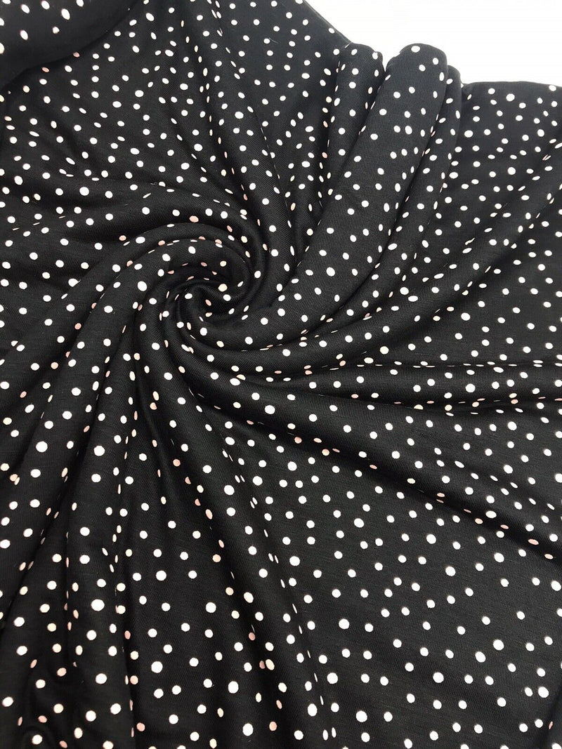 Peach Spotty Print Viscose Elastane Fabric