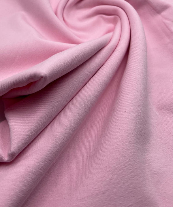 Pink French Terry Loopback Cotton Jersey 230 GSM 95/5 Lycra 4 Way Stretch