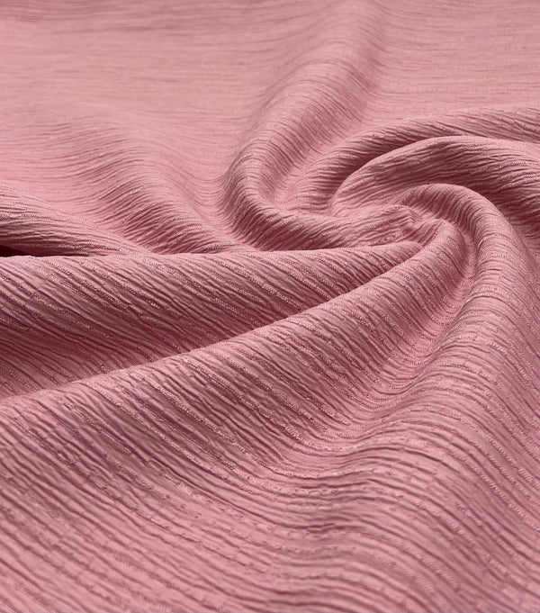 Pink Textured Crinkle Lightweight Non Stretch Fabric