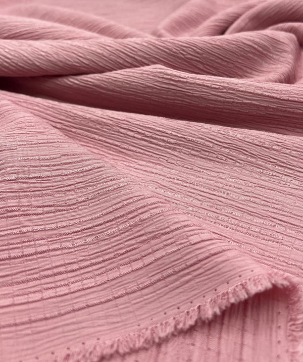 Pink Textured Crinkle Lightweight Non Stretch Fabric