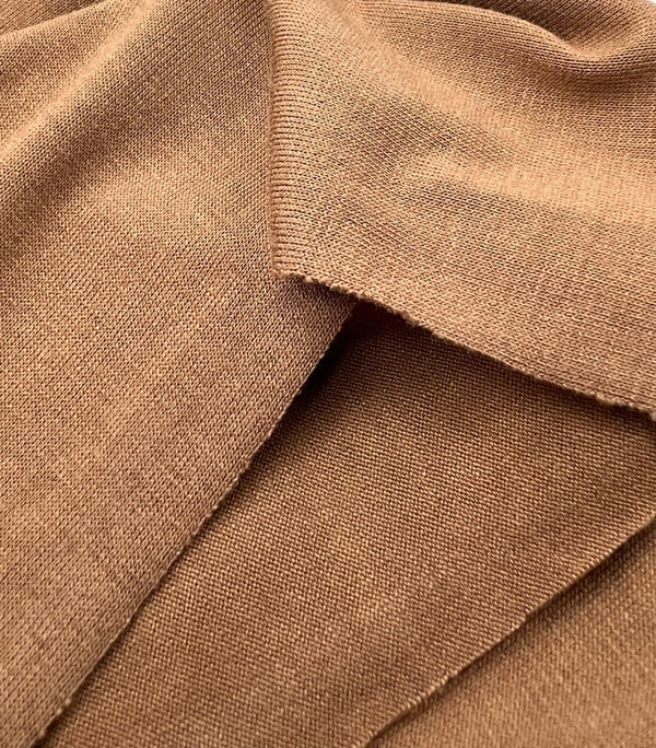 Plain Camel Viscose Elastane Fabric 4 Way Stretch Jersey