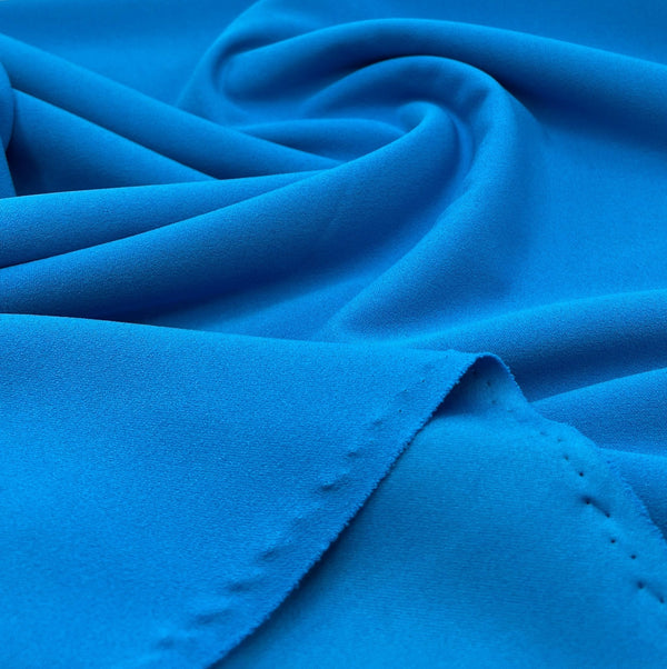 Plain Light Blue Scuba Crepe Stretch Jersey Fabric 4 Way Stretch