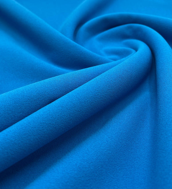 Plain Light Blue Scuba Crepe Stretch Jersey Fabric 4 Way Stretch