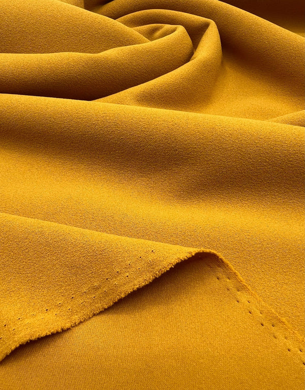 Plain Mustard Scuba Crepe Stretch Jersey Fabric 4 Way Stretch