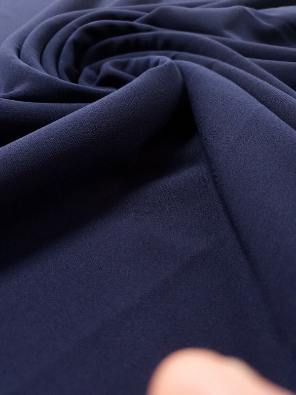 Plain Navy Scuba Crepe Stretch Jersey Fabric 4 Way Stretch