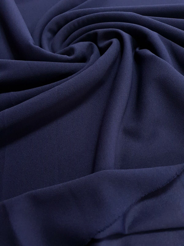 Plain Navy Scuba Crepe Stretch Jersey Fabric 4 Way Stretch