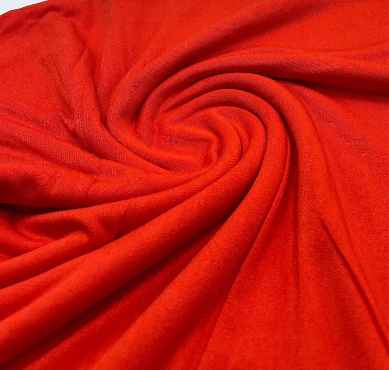 Plain Orange Viscose Elastane Fabric 4 Way Stretch Jersey