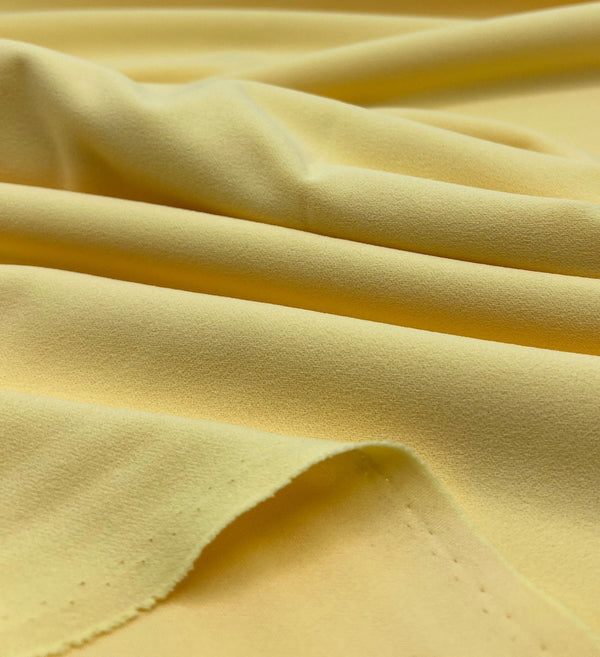 Plain Yellow Lemon Scuba Crepe Stretch Jersey Fabric 4 Way Stretch
