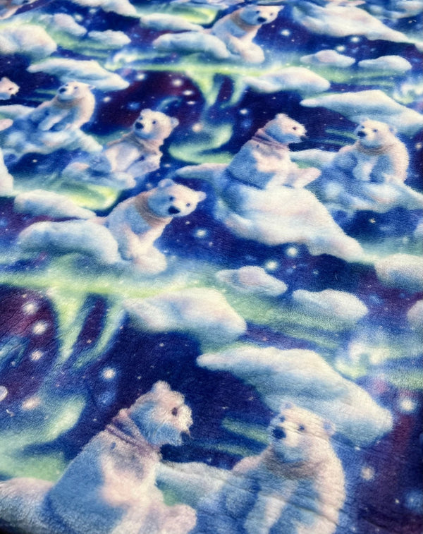 Polar Bears Cuddle Fleece Fabric Blanket Loungewear